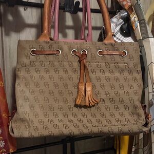 Dooney & Bourke Tan Tote with Tassel Detail